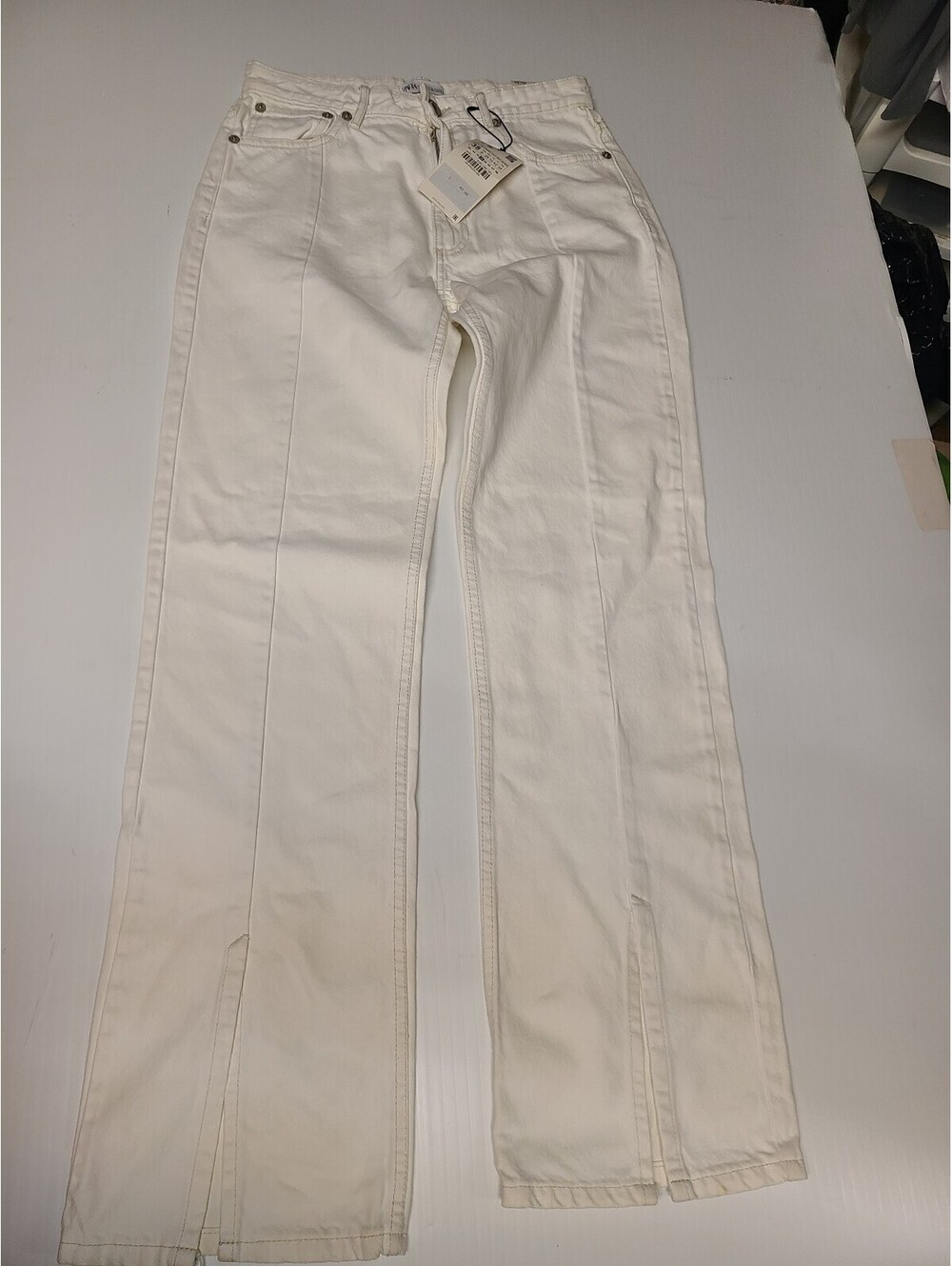 Zara Women's Split Straight Jeans in white Size 38 8197/022/251